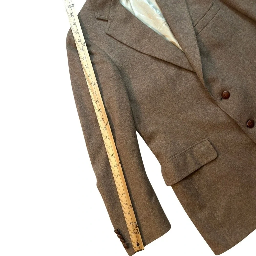 Vtg Chaps Ralph Lauren Camel Wool Flannel Sport Coat Men 40R Brown Cashmere USA